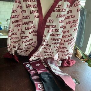 Aggie family package blouse socks and Maroon and White Plaid Tie